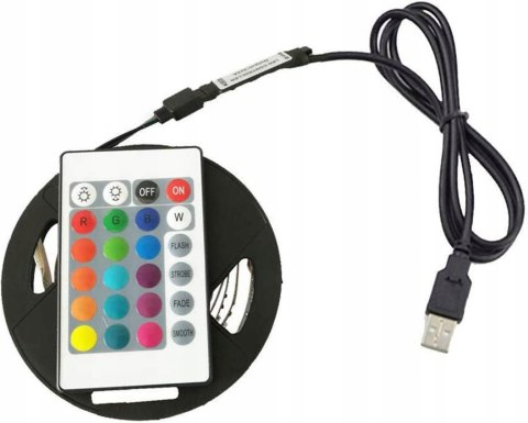 TAŚMA LED Z PILOTEM RGB USB DO TV 1M KOLOROWA PODŚWIETLENIE TELEWIZORA