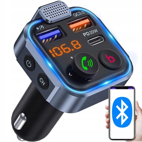 TRANSMITER FM BLUETOOTH MP3 BT AUDIO ŁADOWARKA SAMOCHODOWA 3X USB QC 3.0