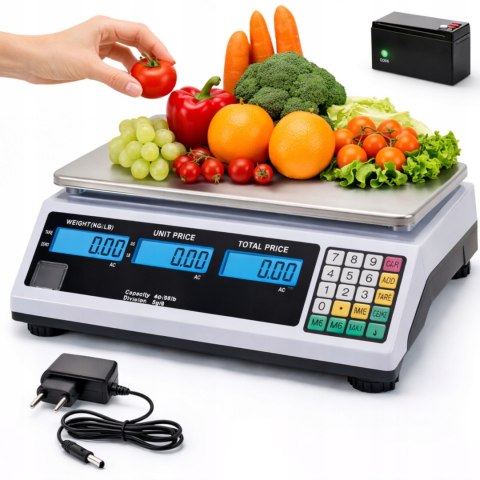Waga sklepowa 40kg LCD dokładna elektroniczna magazynowa akumulator