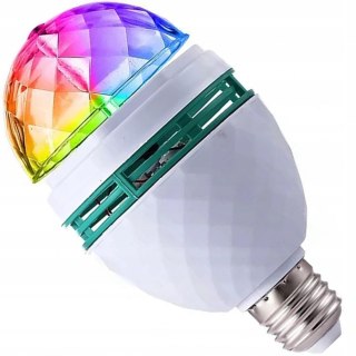 ŻARÓWKA DISCO OBROTOWA KULA DYSKOTEKOWA LED RGB MOCNA LASER PROJEKTOR E27