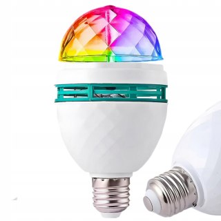 ŻARÓWKA DISCO OBROTOWA KULA DYSKOTEKOWA LED RGB MOCNA LASER PROJEKTOR E27