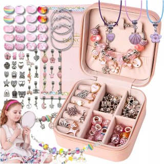ZESTAW DO ROBIENIA BRANSOLETEK I NASZYJNIKÓW DIY CHARMS BIŻUTERI KORALIKI