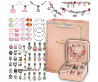ZESTAW DO ROBIENIA BRANSOLETEK I NASZYJNIKÓW DIY CHARMS BIŻUTERI KORALIKI