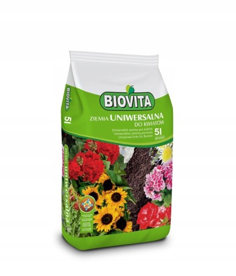 Ziemia uniwersalna Biovita do kwiatów DOMOWYCH ZIELONYCH ROŚLIN 5L