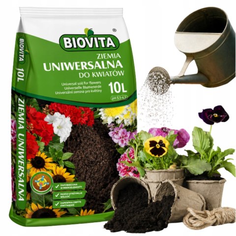 Ziemia uniwersalna do kwiatów 10L BIOVITA podłoże wzbogacone nawozem
