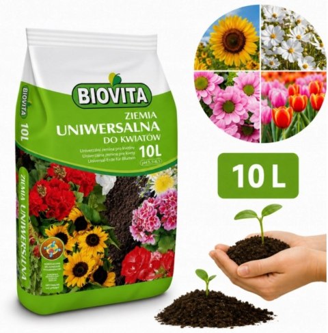 Ziemia uniwersalna do kwiatów 10L BIOVITA podłoże wzbogacone nawozem