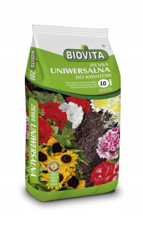 Ziemia uniwersalna do kwiatów 10L BIOVITA podłoże wzbogacone nawozem