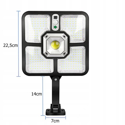 MOCNA LAMPA SOLARNA LED Z CZUJNIKIEM RUCHU ZMIERZCHU OGRODOWA SMD PILOT
