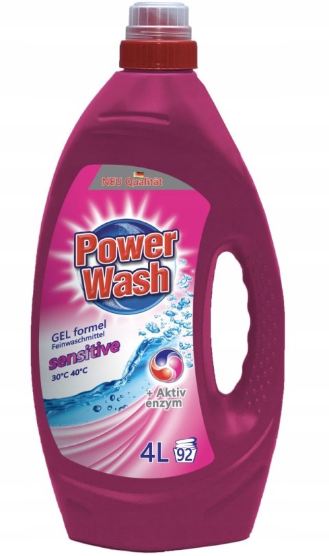 POWER WASH Żel 92 Prań 4L Sensitive uniwersalny