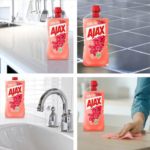 AJAX PŁYN do Mycia Czyszczenia Podłogi Fiesta Hibiscus Kwiatowy Bez Smug 1L