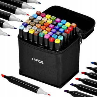 ALKOHOLOWE MARKERY PRO FLAMASTRY PISAKI DWUSTRONNE MAZAKI ZESTAW 48x +TORBA