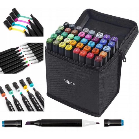 ALKOHOLOWE MARKERY PRO FLAMASTRY PISAKI DWUSTRONNE MAZAKI ZESTAW 48x +TORBA