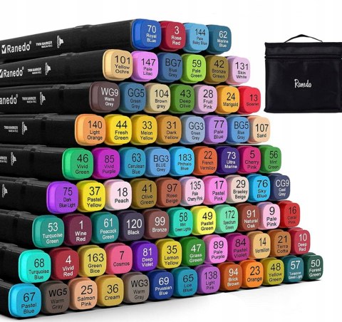 ALKOHOLOWE MARKERY PRO FLAMASTRY PISAKI DWUSTRONNE MAZAKI ZESTAW 48x +TORBA