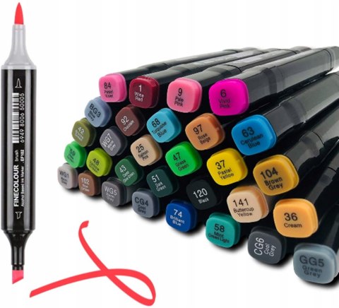 ALKOHOLOWE MARKERY PRO FLAMASTRY PISAKI DWUSTRONNE MAZAKI ZESTAW 48x +TORBA