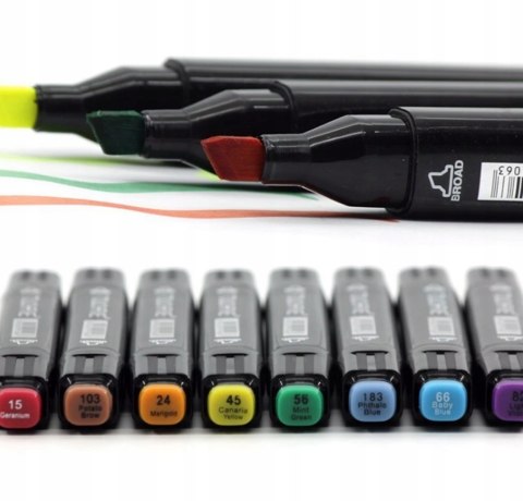 ALKOHOLOWE MARKERY PRO FLAMASTRY PISAKI DWUSTRONNE MAZAKI ZESTAW 48x +TORBA