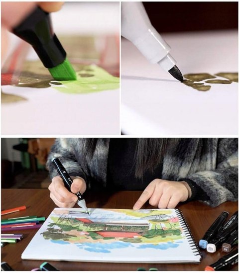 ALKOHOLOWE MARKERY PRO FLAMASTRY PISAKI DWUSTRONNE MAZAKI ZESTAW 48x +TORBA