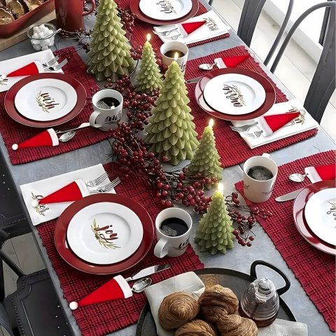 ETUI NA SZTUĆCE ŚWIĄTECZNE CZAPKA MIKOŁAJA POKROWCE NA WIDELEC NÓŻ 12 SZT