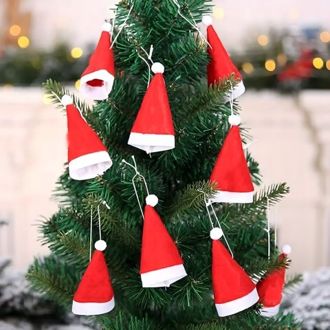 ETUI NA SZTUĆCE ŚWIĄTECZNE CZAPKA MIKOŁAJA POKROWCE NA WIDELEC NÓŻ 12 SZT