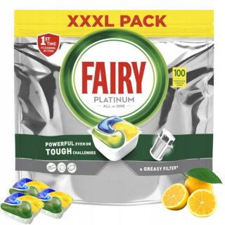 Fairy Platinum Kapsułki do Zmywarki Tabletki All in One Oryginał lemon 100