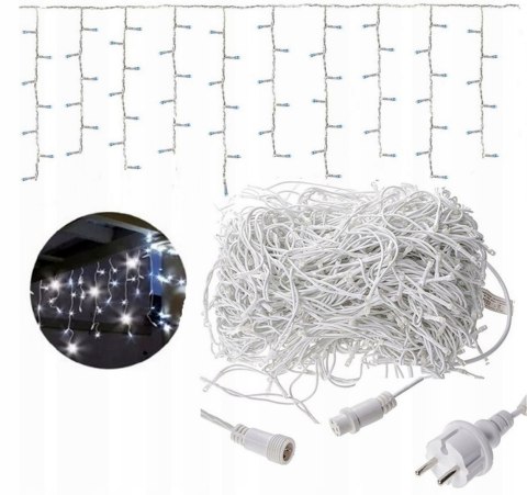 KURTYNA ŚWIETLNA SOPLE LAMPKI CHOINKOWE GIRLANDA 300 LED FLASH ZIMNE IP44