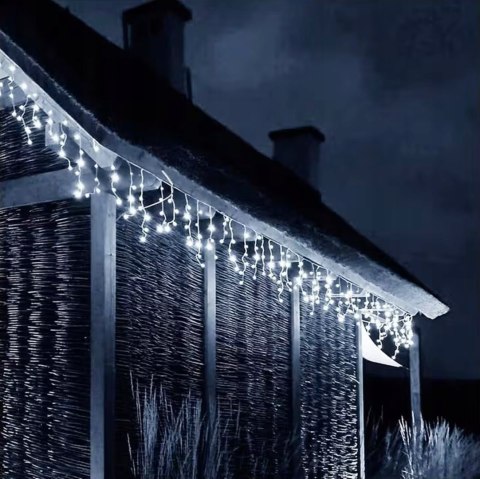 KURTYNA ŚWIETLNA SOPLE LAMPKI CHOINKOWE GIRLANDA 300 LED FLASH ZIMNE IP44