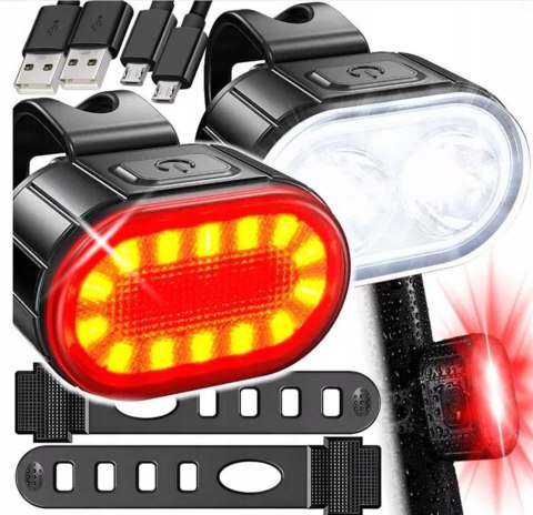 LAMPKA ROWEROWA LED PRZEDNIA I TYLNA LAMPKI ŚWIATŁO NA ROWER KIEROWNICĘ