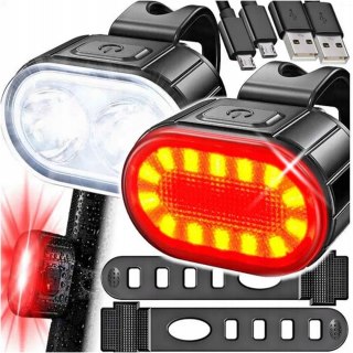 LAMPKA ROWEROWA LED PRZEDNIA I TYLNA LAMPKI ŚWIATŁO NA ROWER KIEROWNICĘ