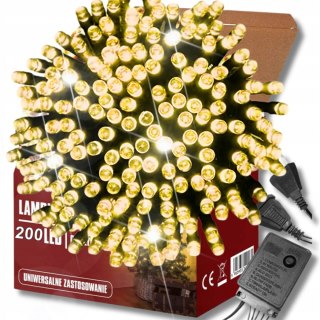 LAMPKI ŚWIĄTECZNE CHOINKOWE NA CHOINKĘ Zewnętrzne Wewnętrzne 200 LED CIEPŁE