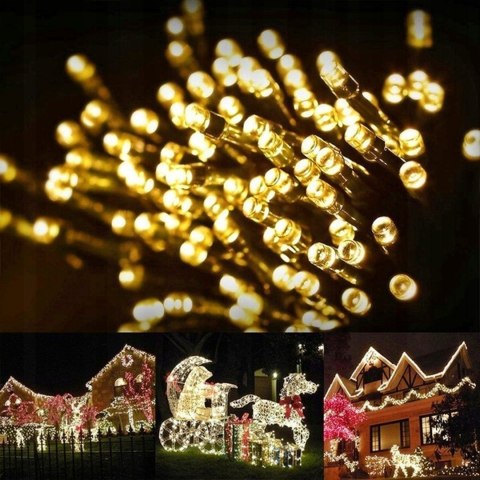 LAMPKI ŚWIĄTECZNE CHOINKOWE NA CHOINKĘ Zewnętrzne Wewnętrzne 200 LED CIEPŁE
