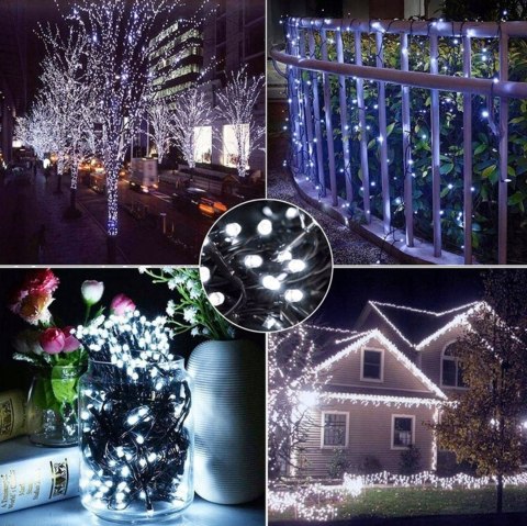 LAMPKI ŚWIĄTECZNE CHOINKOWE NA CHOINKĘ Zewnętrzne Wewnętrzne 200 LED ZIMNE
