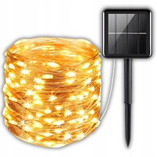 LAMPKI ŚWIĄTECZNE ZEWNĘTRZNE CHOINKOWE DRUCIK SOLARNE DRUCIKI 100LED CIEPŁE