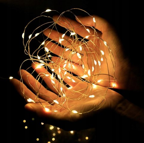 LAMPKI ŚWIĄTECZNE ZEWNĘTRZNE CHOINKOWE DRUCIK SOLARNE DRUCIKI 100LED CIEPŁE