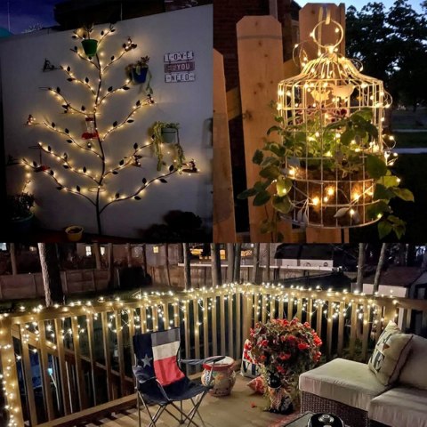 LAMPKI ŚWIĄTECZNE ZEWNĘTRZNE CHOINKOWE DRUCIK SOLARNE DRUCIKI 100LED CIEPŁE