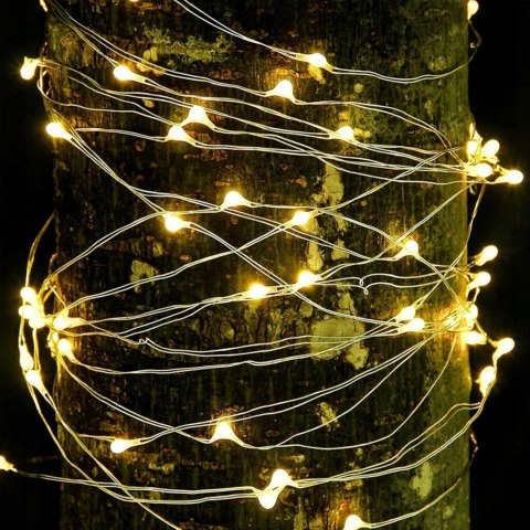 LAMPKI ŚWIĄTECZNE ZEWNĘTRZNE CHOINKOWE DRUCIK SOLARNE DRUCIKI 100LED CIEPŁE