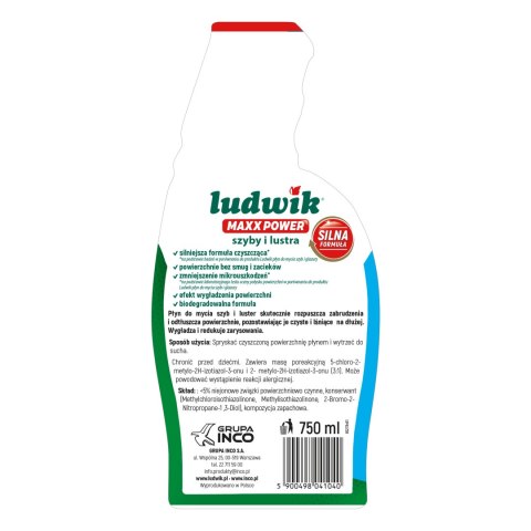 Ludwik Maxx Power Płyn do Mycia Szyb i Luster Extra Mocny Spray 750ml