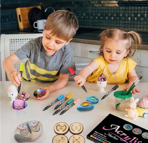 MARKERY PISAKI AKRYLOWE PĘDZELEK MAZAKI Z FARBĄ Flamastry WODOODPORNE 36szt