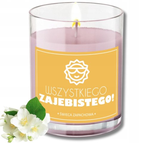ŚWIECA SOJOWA ŚWIECZKA ZAPACHOWA etykieta WSZYSTKIEGO ZAJEBISTEGO PREZENT