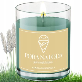 ŚWIECA SOJOWA ŚWIECZKA ZAPACHOWA wesoła etykieta PORA NA LODA PREZENT 40H