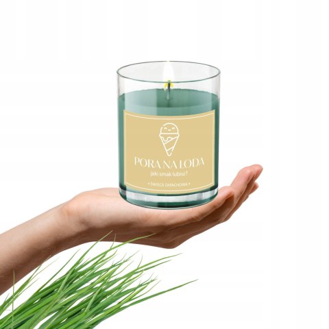 ŚWIECA SOJOWA ŚWIECZKA ZAPACHOWA wesoła etykieta PORA NA LODA PREZENT 40H