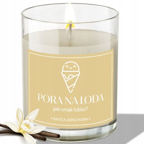 ŚWIECA SOJOWA ŚWIECZKA ZAPACHOWA wesoła etykieta PORA NA LODA PREZENT 40H