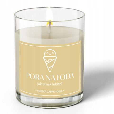 ŚWIECA SOJOWA ŚWIECZKA ZAPACHOWA wesoła etykieta PORA NA LODA PREZENT 40H