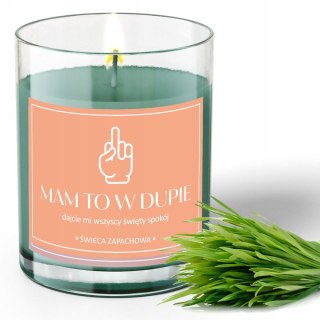 ŚWIECA SZKLANA SOJOWA ŚWIECZKA ZAPACHOWA etykieta MAM TO W D*PIE PREZENT