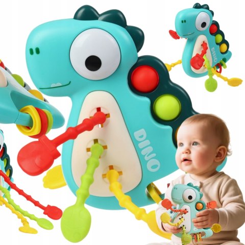 Zabawka Sensoryczna Montessori Dinozaur 5w1 Dla Niemowląt Gryzak Grzechotka