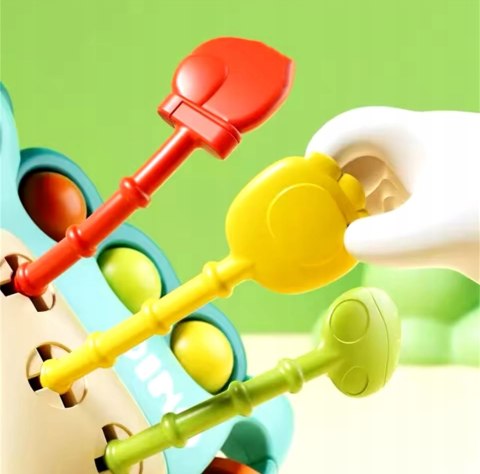 Zabawka Sensoryczna Montessori Dinozaur 5w1 Dla Niemowląt Gryzak Grzechotka