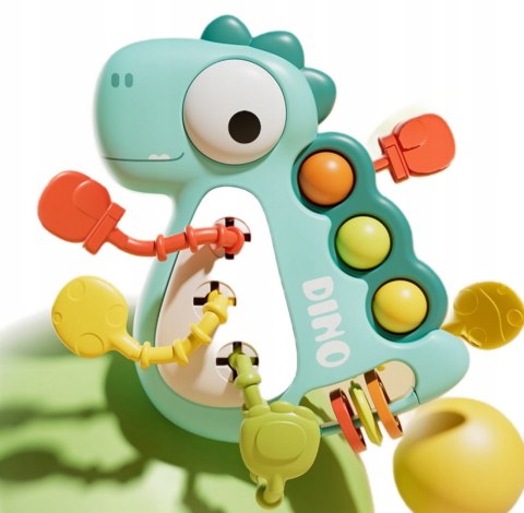 Zabawka Sensoryczna Montessori Dinozaur 5w1 Dla Niemowląt Gryzak Grzechotka