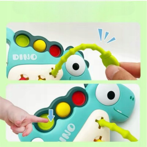 Zabawka Sensoryczna Montessori Dinozaur 5w1 Dla Niemowląt Gryzak Grzechotka