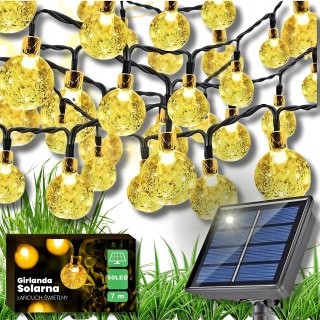GIRLANDA LAMPKI solarne 50 LED WISZĄCE na BALKON żarówka ŚWIETLNA OGRODOWA