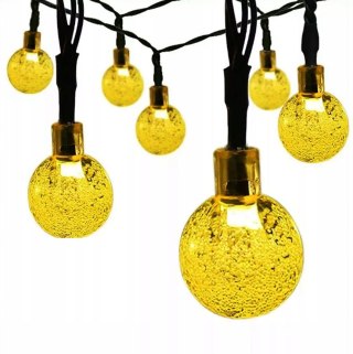 GIRLANDA LAMPKI solarne 50 LED WISZĄCE na BALKON żarówka ŚWIETLNA OGRODOWA