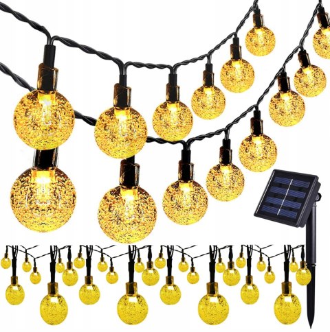 GIRLANDA LAMPKI solarne 50 LED WISZĄCE na BALKON żarówka ŚWIETLNA OGRODOWA