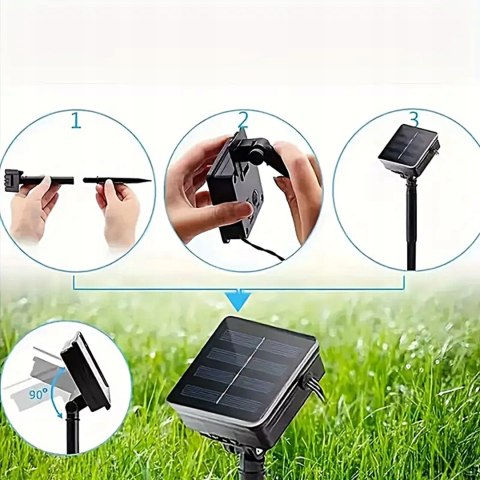 GIRLANDA LAMPKI solarne 50 LED WISZĄCE na BALKON żarówka ŚWIETLNA OGRODOWA